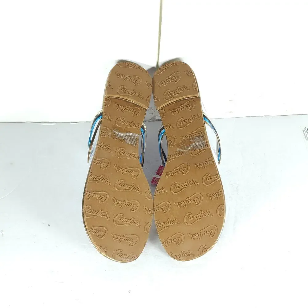 Candies Women's Y2K Vtg US 9-10 Bronze Flat Flip Flops Thong Sandals NWT